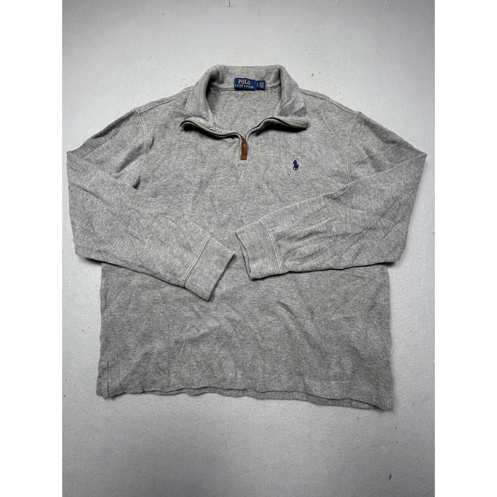 Polo Ralph Lauren Quarter Zip Pullover Cotton Gray Large Mens